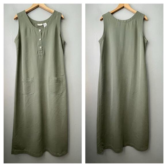 White Stag Dresses & Skirts - White Stag Jumper Dress Size L Sage Green Minimalist Lagenlook Modest Country